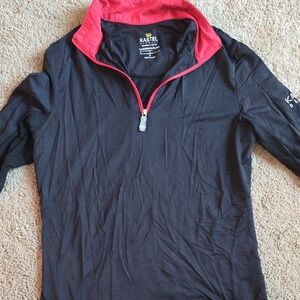 Kastel Quarter-Zip Black and Red Pullover Size Small